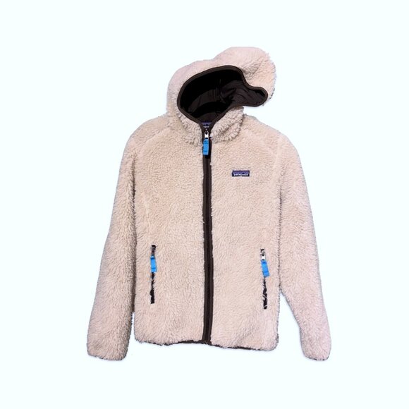Patagonia *EUC* Retro X Cardigan Fleece Medium Cream Full Zip jacket/coat w hood - Picture 1 of 10